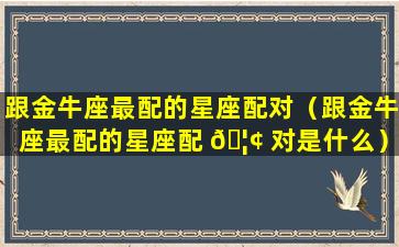 跟金牛座最配的星座配对（跟金牛座最配的星座配 🦢 对是什么）